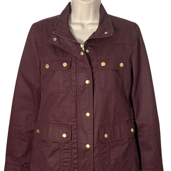 J. Crew Downtown Field Waxed Utility Jacket Wine 19034 Size S - Picture 9 of 11